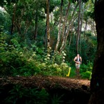 South African trail runner Christiaan Greyling starts the climb to Black River Peak at over 800m during The Dodo Trail Run on the Island of Mauritius. The 50km route accumulates over 3500m of climbing.